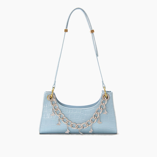 Bolso de Hombro Degradado Arcoíris con Cadena de Perlas y Detalles Metálicos - Bolsa de Moda Verano - Image 10