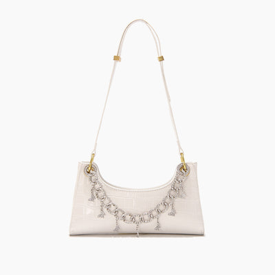 Bolso de Hombro Degradado Arcoíris con Cadena de Perlas y Detalles Metálicos - Bolsa de Moda Verano - Image 8