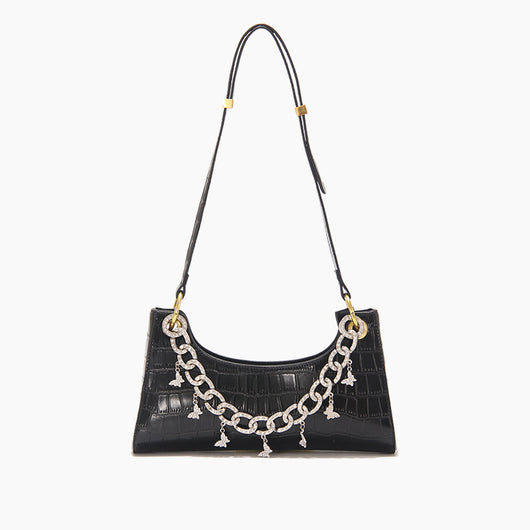 Bolso de Hombro Degradado Arcoíris con Cadena de Perlas y Detalles Metálicos - Bolsa de Moda Verano - Image 9
