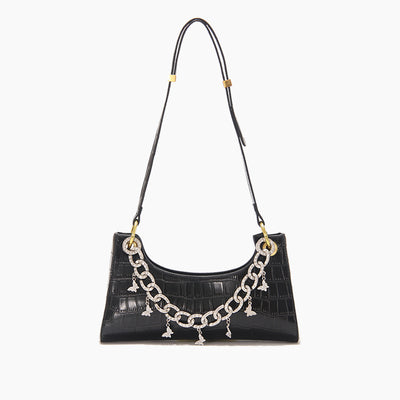 Bolso de Hombro Degradado Arcoíris con Cadena de Perlas y Detalles Metálicos - Bolsa de Moda Verano - Image 6