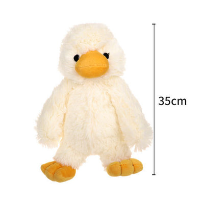 Cream plush duckling toy with an orange beak and feet, standing upright, measuring 35cm tall. - Image 3
