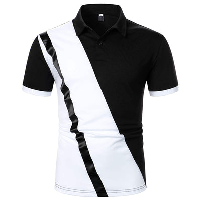 Camiseta Patchwork Casual para Hombre con Cuello Solapa - Verano - Image 8