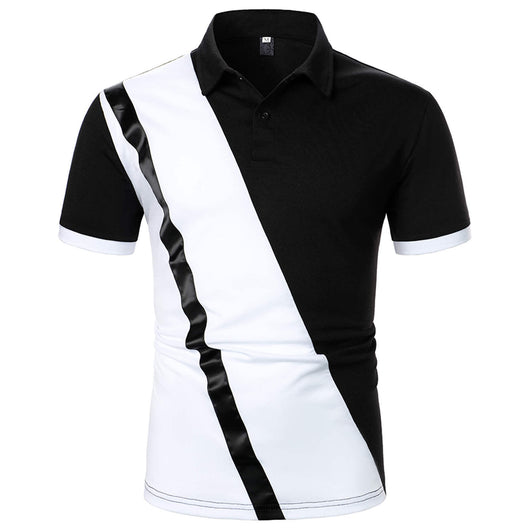 Camiseta Patchwork Casual para Hombre con Cuello Solapa - Verano
