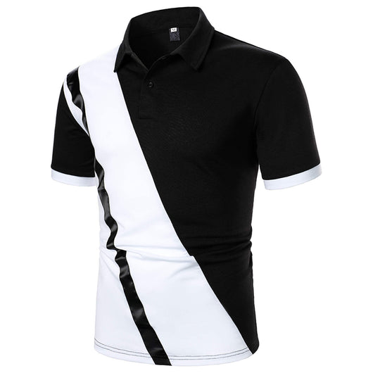 Camiseta Patchwork Casual para Hombre con Cuello Solapa - Verano - Image 2