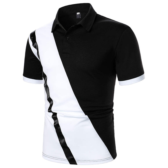 Camiseta Patchwork Casual para Hombre con Cuello Solapa - Verano