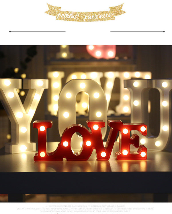 Letras y Números LED Luminosos para Decoración - Lámpara de Batería Romántica