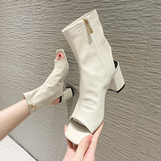 Sandalias Mujer Tacón Cuadrado Punta Cuadrada - Diseño Moderno