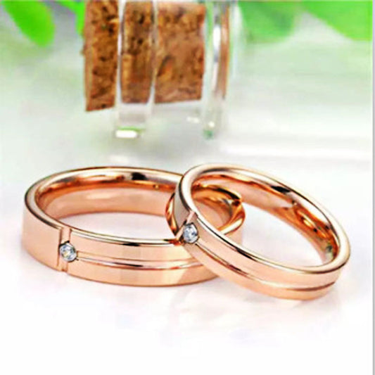 Anillo de Tungsteno Chapado en Oro Rosa con Circonitas - Joyería de Acero Quirúrgico Premium
