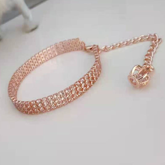 Collar de Cadena Dorada para Mascotas con Diamantes Resistente al Desteñimiento