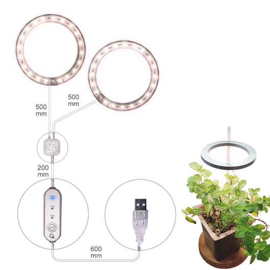 Lámpara LED de Espectro Completo Anillo Angel para Plantas - Cultivo Indoor USB 5V - Image 5
