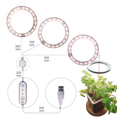 Lámpara LED de Espectro Completo Anillo Angel para Plantas - Cultivo Indoor USB 5V - Image 7