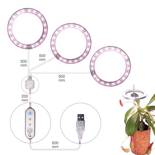 Lámpara LED de Espectro Completo Anillo Angel para Plantas - Cultivo Indoor USB 5V - Image 9