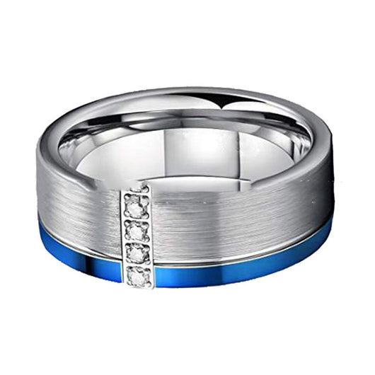 Anillo de Acero Tungsteno con Circón Azul para Hombre - Diseño Moderno y Resistente - Image 8