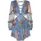 Jumpsuit Largo con Espalda en V y Estampado Floral Azul