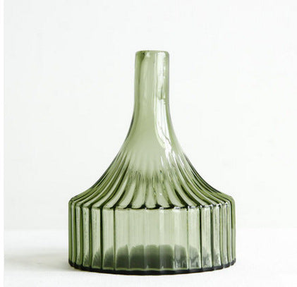 Florero de Vidrio con Rayas Verdes para Flores y Cultivo Hidropónico - Image 9