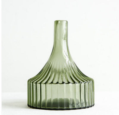 Florero de Vidrio con Rayas Verdes para Flores y Cultivo Hidropónico - Image 3