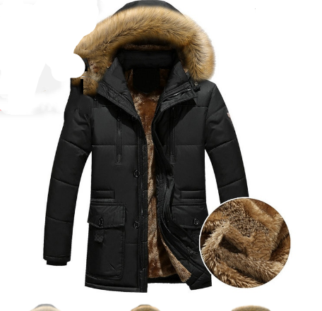Parka de Invierno para Hombre con Capucha y Relleno de Plumas