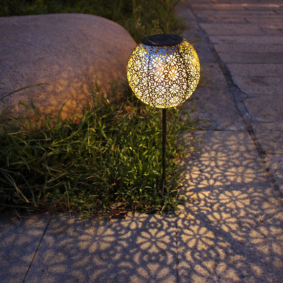 Wrought Iron Solar Garden Lamp - Decorative Sphere