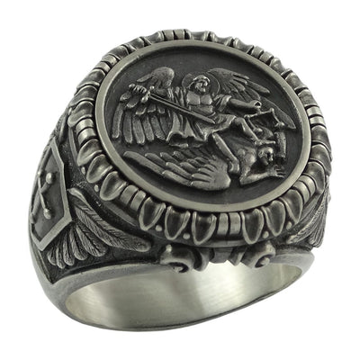 Anillo Vikingo Templario San Miguel Arcángel Acero Inoxidable 316L - Joyería Biker Protección - Image 10