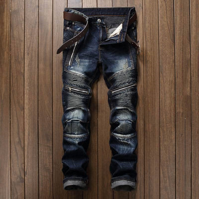 Pantalones Vaqueros Slim Fit Motociclista con Diseño Copo de Nieve - Image 11