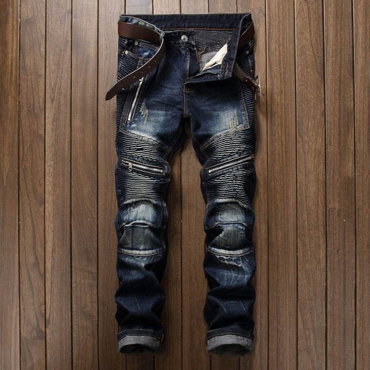 Pantalones Vaqueros Slim Fit Motociclista con Diseño Copo de Nieve - Image 11