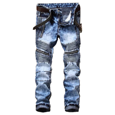 Pantalones Vaqueros Slim Fit Motociclista con Diseño Copo de Nieve - Image 8