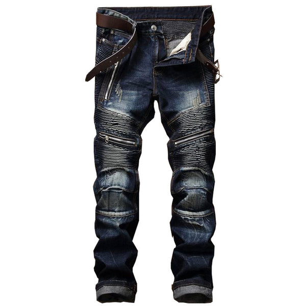 Pantalones Vaqueros Slim Fit Motociclista con Diseño Copo de Nieve