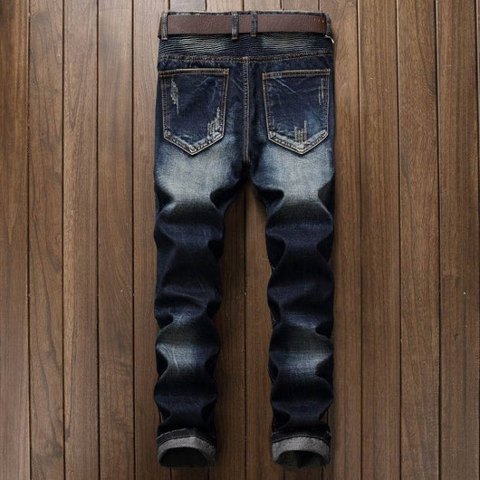 Pantalones Vaqueros Slim Fit Motociclista con Diseño Copo de Nieve - Image 5
