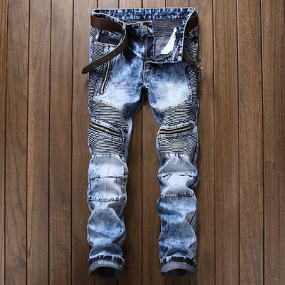 Pantalones Vaqueros Slim Fit Motociclista con Diseño Copo de Nieve - Image 3