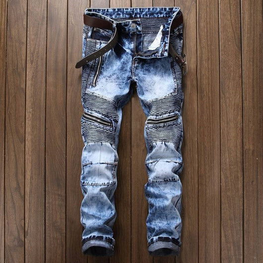 Pantalones Vaqueros Slim Fit Motociclista con Diseño Copo de Nieve - Image 3