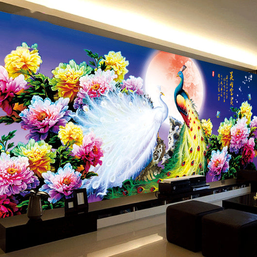 Cuadro de Diamantes 5D Pavo Real Floral - Pintura de Diamantes Brillante - Image 10