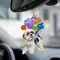 Adorno Colgante para Auto con Perrito Adorable y Paracaídas de Globos Coloridos