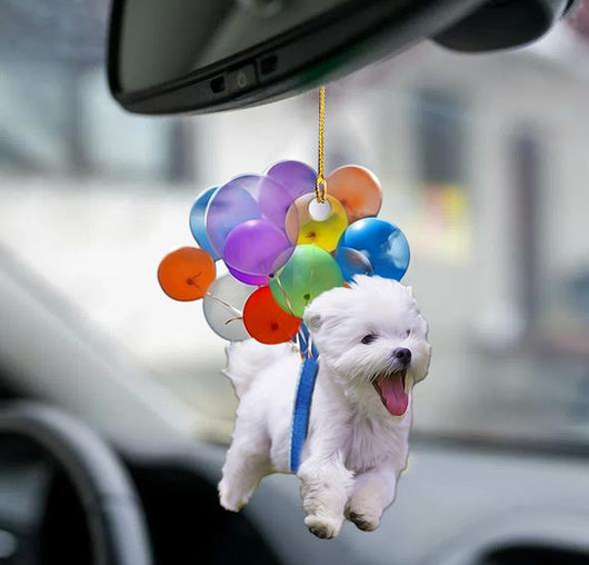 Adorno Colgante para Auto con Perrito Adorable y Paracaídas de Globos Coloridos - Image 13