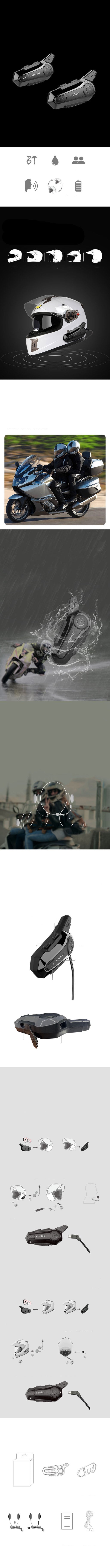 Casco Bluetooth para Motocicleta - Intercomunicador Inalámbrico Negro Profesional - Image 12