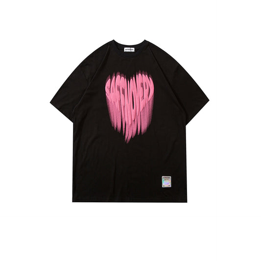 Camiseta Suelta con Estampado Love de Manga Corta