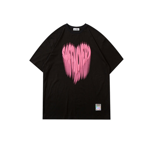 Camiseta Suelta con Estampado Love de Manga Corta