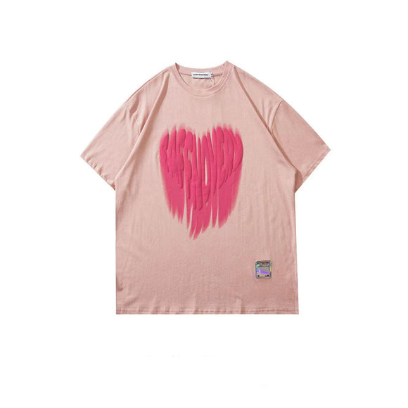 Camiseta Suelta con Estampado Love de Manga Corta