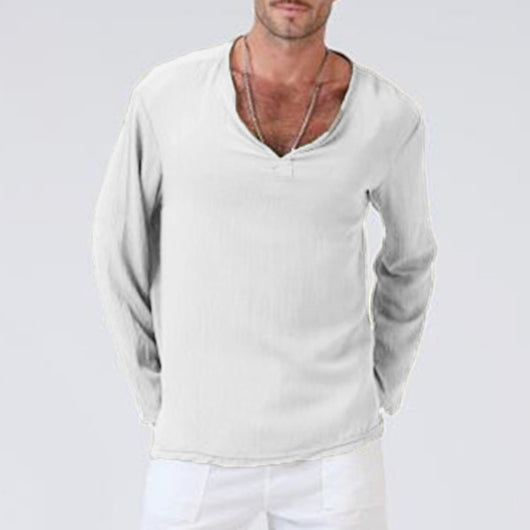Camiseta Étnica de Algodón y Lino para Hombre - Image 10
