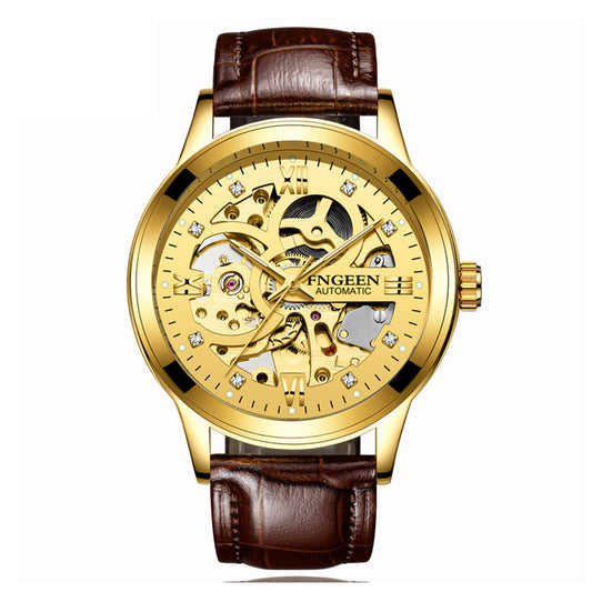 Reloj Mecánico de Lujo con Banda de Acero Luminoso e Impermeable