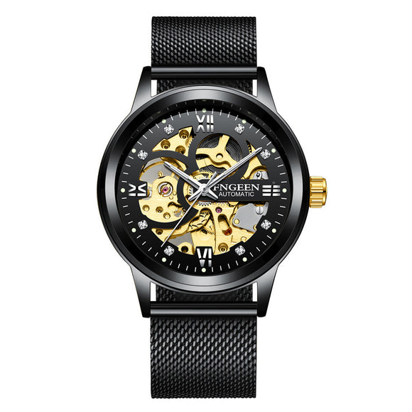 Reloj Mecánico de Lujo con Banda de Acero Luminoso e Impermeable