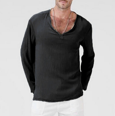 Camiseta Étnica de Algodón y Lino para Hombre - Image 3