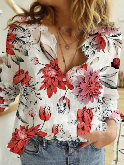 Blusa Estampada de Solapa y Manga Larga para Mujer - Image 3