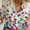 Blusa Estampada de Solapa y Manga Larga para Mujer