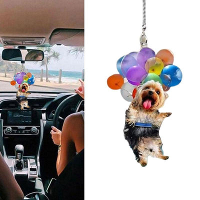 Adorno Colgante para Auto con Perrito Adorable y Paracaídas de Globos Coloridos - Image 2