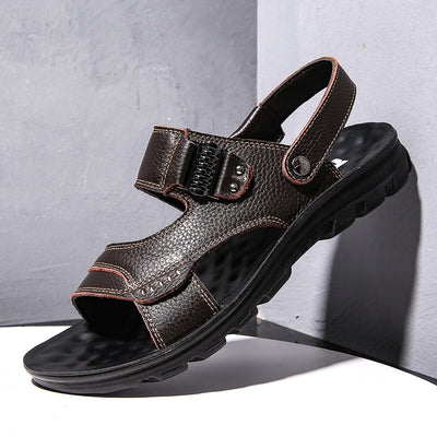Sandalias de Cuero para Playa con Suela de Goma - Comodidad de Verano