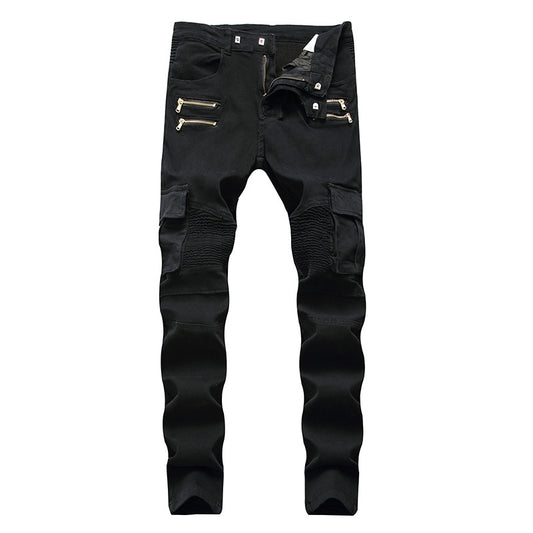 Pantalón Casual Plisado con Bolsillos Múltiples y Cierre Frontal