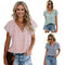 Blusa Floral con Cuello en V y Mangas Cortas Estampado Loto