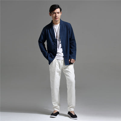 Camisa Casual Estilo Chino Retro - Algodón y Lino para Hombre - Image 3