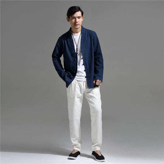 Camisa Casual Estilo Chino Retro - Algodón y Lino para Hombre - Image 3