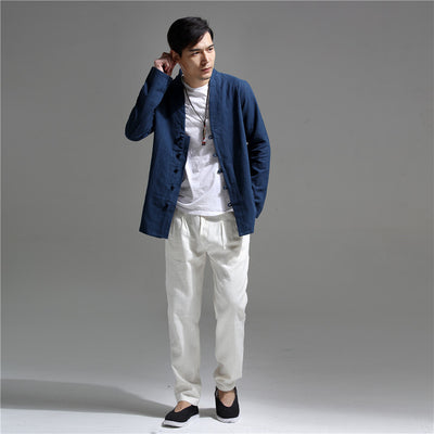 Camisa Casual Estilo Chino Retro - Algodón y Lino para Hombre - Image 4